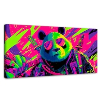 Cuadro Decorativo Recámara Pop Art Canvas Panda Ninja Vibes 120x60