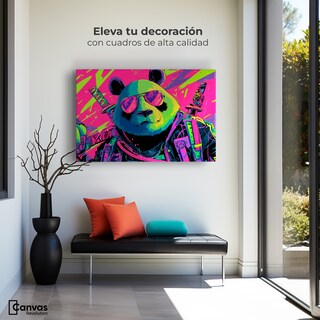 Foto 3 | Foto 3 | Cuadro Decorativo Recámara Pop Art Canvas Panda Ninja Vibes 90x60