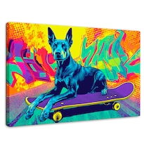 Cuadro Decorativo Recámara Pop Art Canvas Perro Street Art 90x60