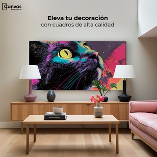 Foto 3 | Foto 3 | Cuadro Decorativo Recámara Pop Art Canvas Cat Vibes 120x60