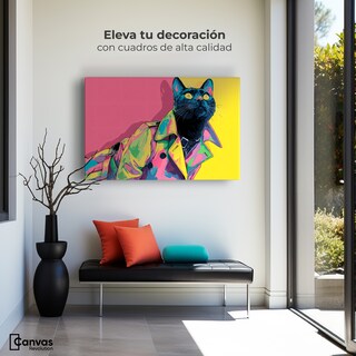 Foto 3 | Foto 3 | Cuadro Decorativo Recámara Pop Art Canvas Gato Urban 90x60