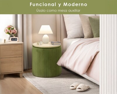 Foto 4 | Foto 4 | Set De 2 Taburetes Otomano Redondo Terciopelo Plisado Verde Olivo