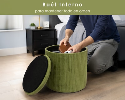 Foto 5 | Foto 5 | Set De 2 Taburetes Otomano Redondo Terciopelo Plisado Verde Olivo