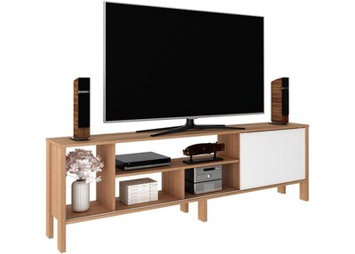 Foto 1 | Foto 1 | Mueble para Tv Madik Rack Moderno Blanco para Pantalla Hasta 65 Pulgadas con Puerta Corrediza