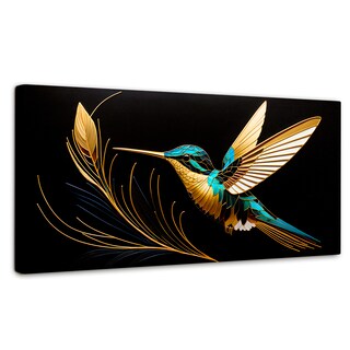 Foto 1 | Foto 1 | Cuadro Decorativo Sala Colibrí Hoja Oro 120x60