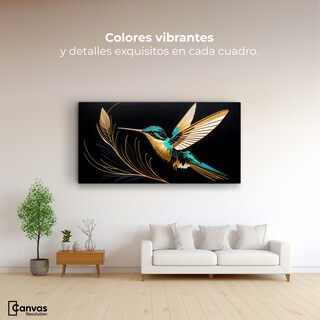 Foto 2 | Foto 2 | Cuadro Decorativo Sala Colibrí Hoja Oro 120x60