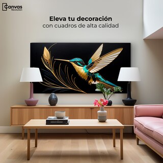 Foto 3 | Foto 3 | Cuadro Decorativo Sala Colibrí Hoja Oro 120x60