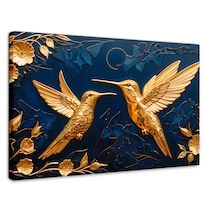 Cuadro Decorativo Sala Colibrí Frente Oro 90x60