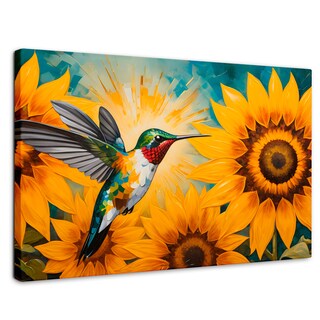 Foto 1 | Foto 1 | Cuadro Decorativo Sala Colibrí Girasoles 90x60