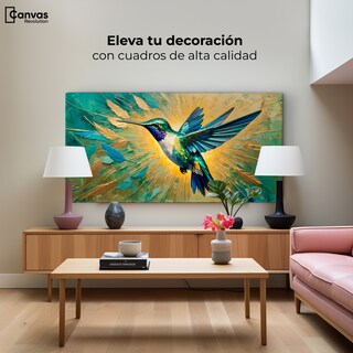 Foto 3 | Foto 3 | Cuadro Decorativo Sala Estela Colibrí Oro 120x60