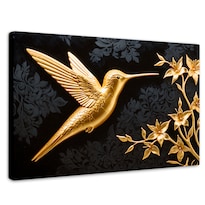 Cuadro Decorativo Sala Colibri Flor Oro 90x60