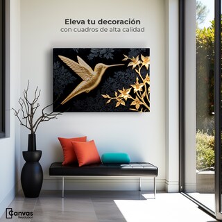 Foto 3 | Foto 3 | Cuadro Decorativo Sala Colibri Flor Oro 90x60