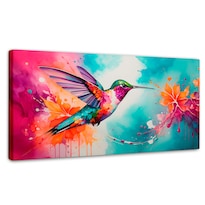 Cuadro Decorativo Sala Colibrí Arte Pastel 120x60