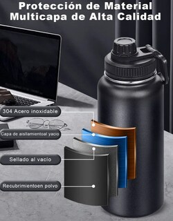 Foto 2 | Foto 2 | Termo de Acero Inoxidable 304 Doble Pared Negro 1 L