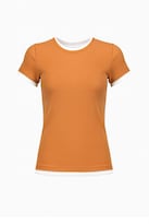 Playera Casual Rib Manga Corta 2815 Café para Mujer