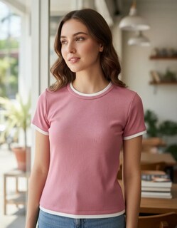 Foto 4 | Foto 4 | Playera Casual Manga Corta 2815 Rosa para Mujer