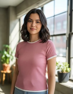 Foto 5 | Foto 5 | Playera Casual Manga Corta 2815 Rosa para Mujer