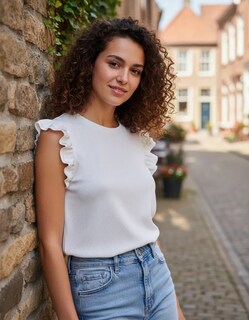 Foto 4 | Foto 4 | Playera Casual Rib Manga Corta 3802 Hueso para Mujer