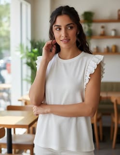 Foto 5 | Foto 5 | Playera Casual Rib Manga Corta 3802 Hueso para Mujer