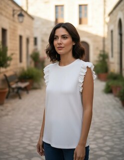 Foto 6 | Foto 6 | Playera Casual Rib Manga Corta 3802 Hueso para Mujer