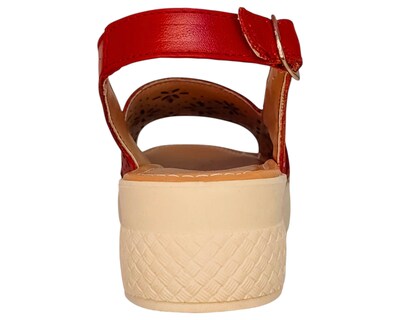 Foto 7 | Foto 7 | Sandalia Enco Footwear Rojo Piel Vacuno Plataforma 4.5 Cm Corte Láser Con Hebilla Para Mujer