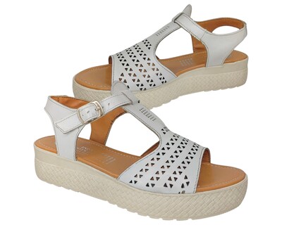 Foto 3 | Foto 3 | Sandalia Enco Footwear Beige Piel Vacuno Plataforma 4.5 Cm Con Hebilla Ajustable Para Mujer