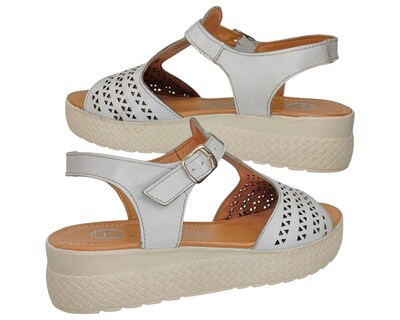 Foto 5 | Foto 5 | Sandalia Enco Footwear Beige Piel Vacuno Plataforma 4.5 Cm Con Hebilla Ajustable Para Mujer