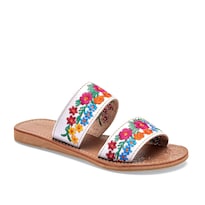 Mora Tierra Sandalia Artesanal Piel Para Mujer Blanco Multicolor Cod 140451-e