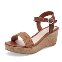 Queen Sandalia Cuña Para Mujer Camel Café Cod 140781-e