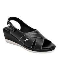 Cruz Shoes Sandalia Cuña Para Mujer Negro Cod 140368-e