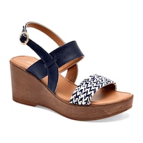 Moramora Sandalia Cuña Para Mujer Marino Beige Cod 142018-e