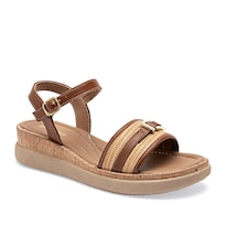 Green Love Sandalia Plataforma Para Mujer Camel Beige Cod 140443-e