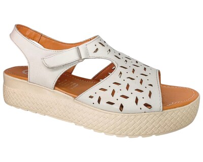 Foto 1 | Foto 1 | Sandalia Enco Footwear Beige Piel Genuina Plataforma 4.5 Cm Con Velcro Ajustable Para Mujer