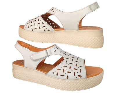 Foto 4 | Foto 4 | Sandalia Enco Footwear Beige Piel Genuina Plataforma 4.5 Cm Con Velcro Ajustable Para Mujer