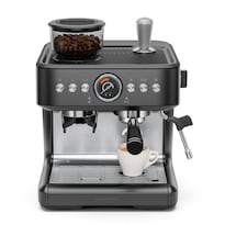 Máquina de Expreso Chefman Negra Crema Deluxe con Doble Caldera y Molino Integrado con 30 Ajustes
