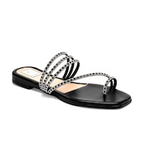 Moramora Sandalia Piso Para Mujer Negro Plata Cod 140698-e