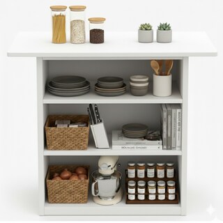 Foto 1 | Foto 1 | Mesa Despensero Multiusos Aura Hogare Con Repisas Blanco