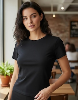 Foto 1 | Foto 1 | Playera Casual De Dama Brush Manga Corta Moderna Genérica Modelo 3231 Negro Talla Ch