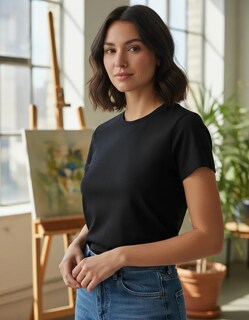 Foto 5 | Foto 5 | Playera Casual De Dama Brush Manga Corta Moderna Genérica Modelo 3231 Negro Talla Ch