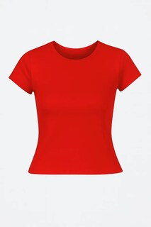 Foto 6 | Foto 6 | Playera Casual De Dama Brush Manga Corta Moderna Genérica Modelo 3231 Rojo Talla Ch