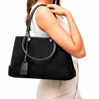 Foto 8 | Foto 8 | Bolsa Tote Bag Moon & Self Negra de Cuero Original Elegante Casual Bossa