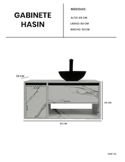 Foto 6 | Foto 6 | Gabinete Flotante para Baño con Ovalín y Llave Mezcladora