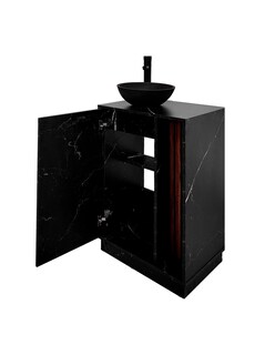 Foto 3 | Foto 3 | Gabinete para Baño Decomobil Negro con Ovalín y Llave Mezcladora