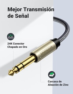 Foto 3 | Foto 3 | Cable Ugreen Audio Estéreo 3.5 mm (aux) a 6.35 mm (p10) 1 m Reforzado Hi-Fi