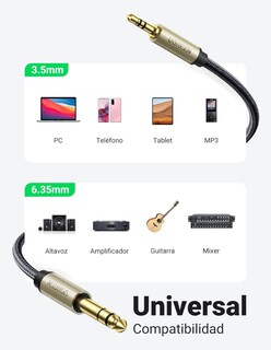 Foto 4 | Foto 4 | Cable Ugreen Audio Estéreo 3.5 mm (aux) a 6.35 mm (p10) 1 m Reforzado Hi-Fi