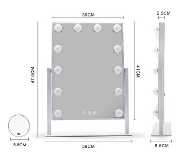 Foto 4 | Foto 4 | Espejo Vintage con 12 Luces LED Ajustables