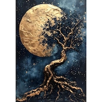 Cuadro Decorativo Paisaje 20x30cm Eclipse Dorado Impreso