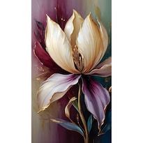 Cuadro Decorativo Botánica 40x60cm Pétalos Oro Y Púrpura