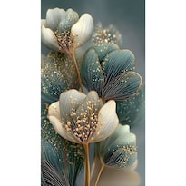 Cuadro Decorativo Botánica 40x60cm Jade Y Oro Impreso