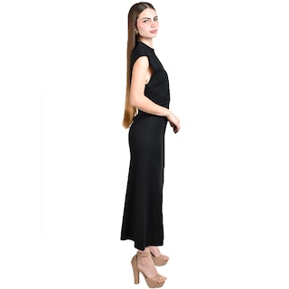 Foto 2 | Foto 2 | Vestido Roman Fashion Negro Corte Midi con Drapeado para Mujer